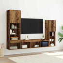TV-skab med LED -strimmellys 4 pcs Gammelt træ Konstrueret træ