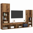 TV-skab med LED -strimmellys 4 pcs Gammelt træ Konstrueret træ