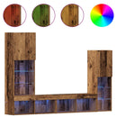 TV-skab med LED -strimmellys 4 pcs Gammelt træ Konstrueret træ