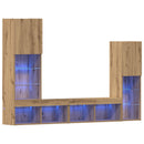 TV-skab med LED -strimmellys 4 pcs artisan eg Konstrueret træ