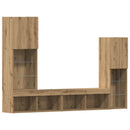 TV-skab med LED -strimmellys 4 pcs artisan eg Konstrueret træ