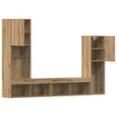 TV-skab med LED -strimmellys 4 pcs artisan eg Konstrueret træ