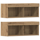 TV-skab med LED -strimmellys 4 pcs artisan eg Konstrueret træ