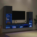 TV-skab med LED -strimmellys 4 pcs Sort eg Konstrueret træ