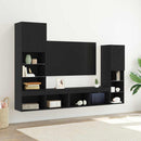 TV-skab med LED -strimmellys 4 pcs Sort eg Konstrueret træ