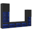 TV-skab med LED -strimmellys 4 pcs Sort eg Konstrueret træ
