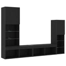 TV-skab med LED -strimmellys 4 pcs Sort eg Konstrueret træ