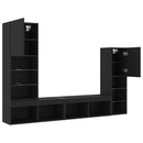 TV-skab med LED -strimmellys 4 pcs Sort eg Konstrueret træ