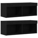 TV-skab med LED -strimmellys 4 pcs Sort eg Konstrueret træ