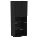 TV-skab med LED -strimmellys 4 pcs Sort eg Konstrueret træ