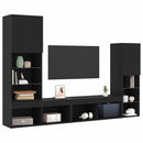 TV-skab med LED -strimmellys 4 pcs Sort eg Konstrueret træ
