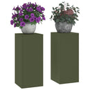 Planteholder 2 pcs Olivengrøn 24 x 24 x 55 cm Stål