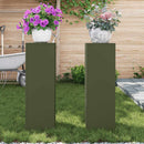 Planteholder 2 pcs Olivengrøn 24 x 24 x 75 cm Stål