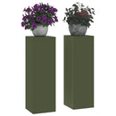 Planteholder 2 pcs Olivengrøn 24 x 24 x 75 cm Stål