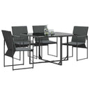 Stol med pude 4 pcs Sort og Anthracit Textilene