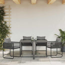 Stol med pude 4 pcs Sort og Anthracit PE Rattan
