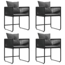 Stol med pude 4 pcs Sort og Anthracit PE Rattan