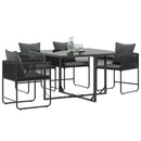 Stol med pude 4 pcs Sort og Anthracit PE Rattan