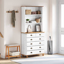 Skab med skuffe ASKIM Hvid 91 x 40 x 200,5 cm Massiv fyrretræ