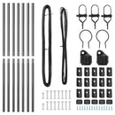 Indlejret hegnspost 7 pcs Grå Pulverlakeret stål