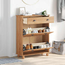 Sko skab med skuffe ASKIM Brun 85 x 35 x 108 cm Massiv fyrretræ