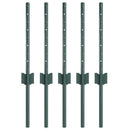 Indlejret hegnspost 5 pcs Grøn 80 cm Pulverlakeret stål