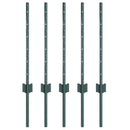 Indlejret hegnspost 5 pcs Grøn 100 cm Pulverlakeret stål