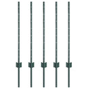 Indlejret hegnspost 5 pcs Grøn 120 cm Pulverlakeret stål