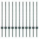 Indlejret hegnspost 11 pcs Grøn 120 cm Pulverlakeret stål