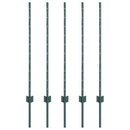 Indlejret hegnspost 5 pcs Grøn 140 cm Pulverlakeret stål