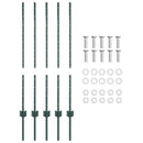 Indlejret hegnspost 5 pcs Grøn 140 cm Pulverlakeret stål