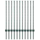Indlejret hegnspost 11 pcs Grøn 140 cm Pulverlakeret stål