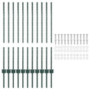 Indlejret hegnspost 11 pcs Grøn 140 cm Pulverlakeret stål