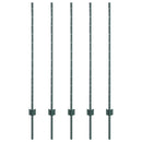 Indlejret hegnspost 5 pcs Grøn 160 cm Pulverlakeret stål