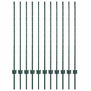 Indlejret hegnspost 11 pcs Grøn 160 cm Pulverlakeret stål