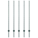 Indlejret hegnspost 5 pcs Grøn 180 cm Pulverlakeret stål