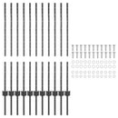 Indlejret hegnspost 11 pcs Grå 140 cm Pulverlakeret stål