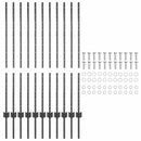 Indlejret hegnspost 11 pcs Grå 160 cm Pulverlakeret stål