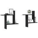 væghængte kubehylder 2 stk. 50x12x50 cm konstrueret træ sort eg