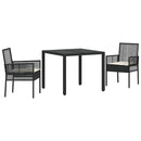 Have Spisebordssæt 3 pcs Sort polyrattan