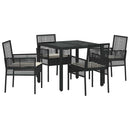 Have Spisebordssæt 5 pcs Sort polyrattan