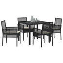 Have Spisebordssæt 5 pcs Sort polyrattan