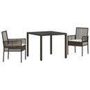 Have Spisebordssæt 3 pcs Brun polyrattan