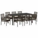 Have Spisebordssæt 9 pcs Brun polyrattan