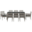 Have Spisebordssæt 9 pcs Grå polyrattan