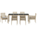 Have Spisebordssæt 7 pcs Beige polyrattan