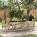 Have Spisebordssæt 9 pcs Beige polyrattan