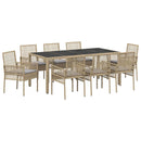 Have Spisebordssæt 9 pcs Beige polyrattan