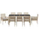 Have Spisebordssæt 9 pcs Beige polyrattan