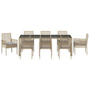 Have Spisebordssæt 9 pcs Beige polyrattan